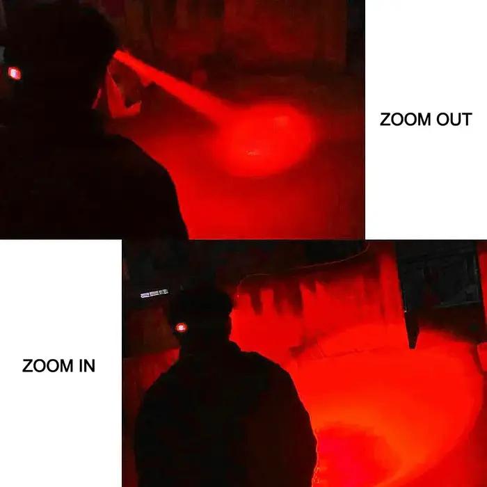 Lampe de poche à tête LED zoomable, lampe de sauna, lumière rouge 18650, extérieur, Xaf, camping, ch