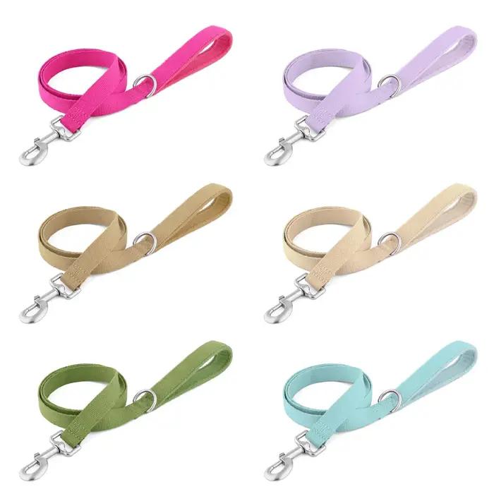 Ensemble collier et laisse pour chien Macaron, collier respirant en coton et lin pour animaux de compagnie, laisse pour petits, moyens et grands chiens, fournitures pour animaux de compagnie