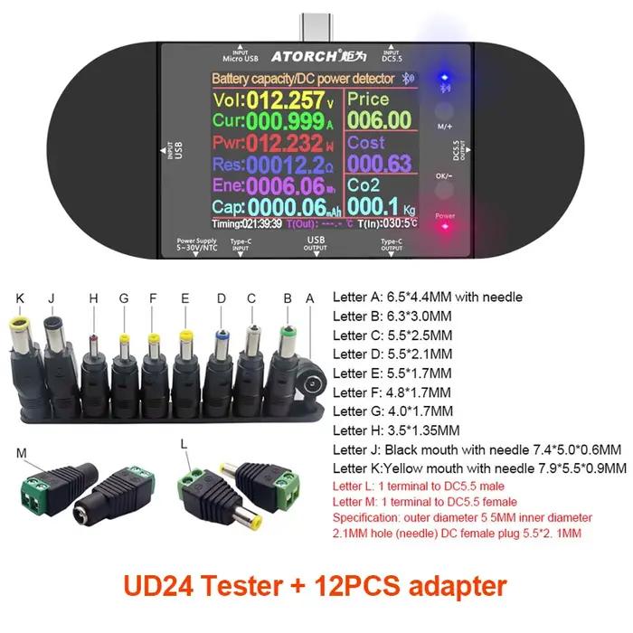 Testeur USB type-c DC5.5, voltmètre numérique, ampèremètre, batterie externe, détecteur de tension d