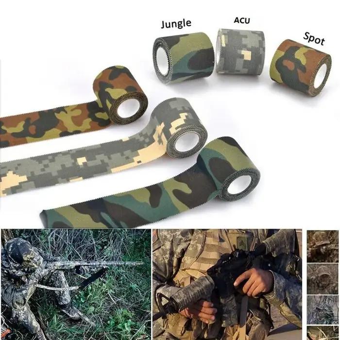 Ruban camouflage élastique réutilisable pour fusil de chasse - Adhésif sans colle invisible