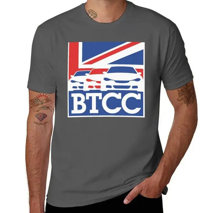 T-shirt à logo noir BTCC pour homme, haut en coton décontracté, t-shirt imprimé pour homme, polyvalent, respirant et durable pour toutes les saisons