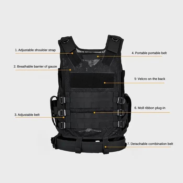 Gilet tactique Molle réglable multi-poches confortable pour jeux CS paintball airsoft et sécurité personnelles occasions spéciales