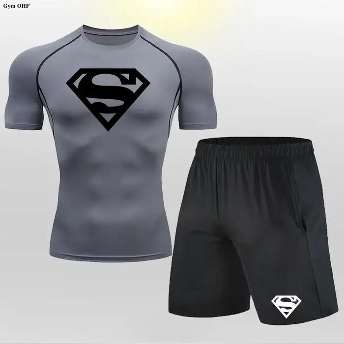 Rashgard imbibé de MMA pour homme, leggings d'entraînement à séchage rapide, t-shirt de compression