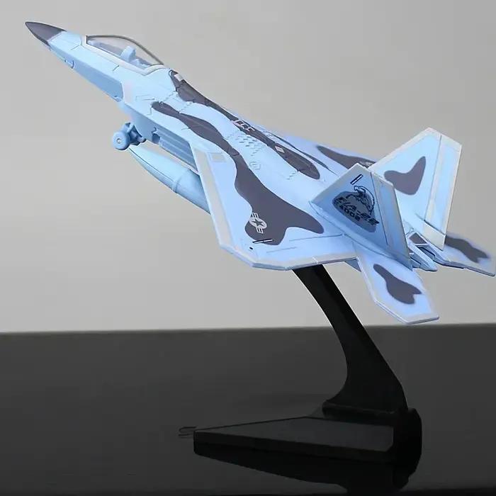 Avion de chasse F22 Raptor en alliage, série d'avions de chasse, modèle métallique militaire avec effets sonores et lumineux, cadeau pour exposition en zone touristique