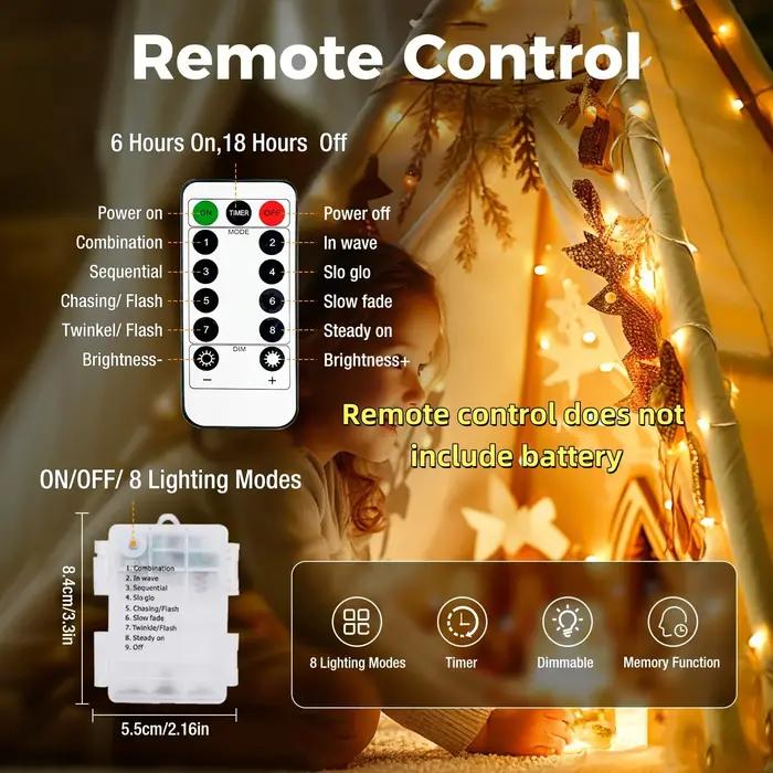 Guirlande lumineuse féerique étanche à piles, décoration de fête de noël et de mariage, télécommande