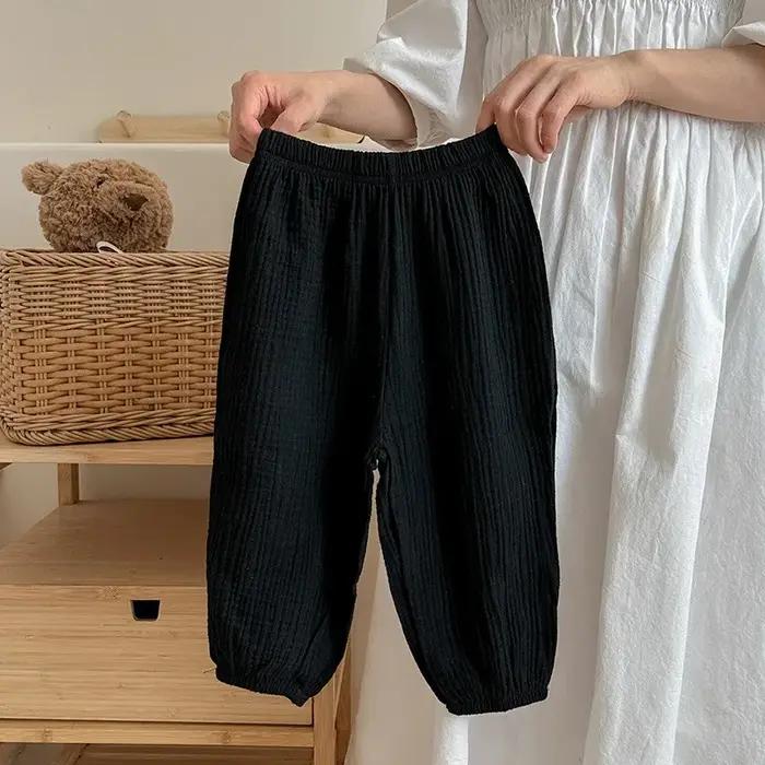 Pantalons simples pour enfants, couleur unie, vêtements d'été, fins, amples, Anti-moustiques, bouffants pour bébés filles, pantalons décontractés