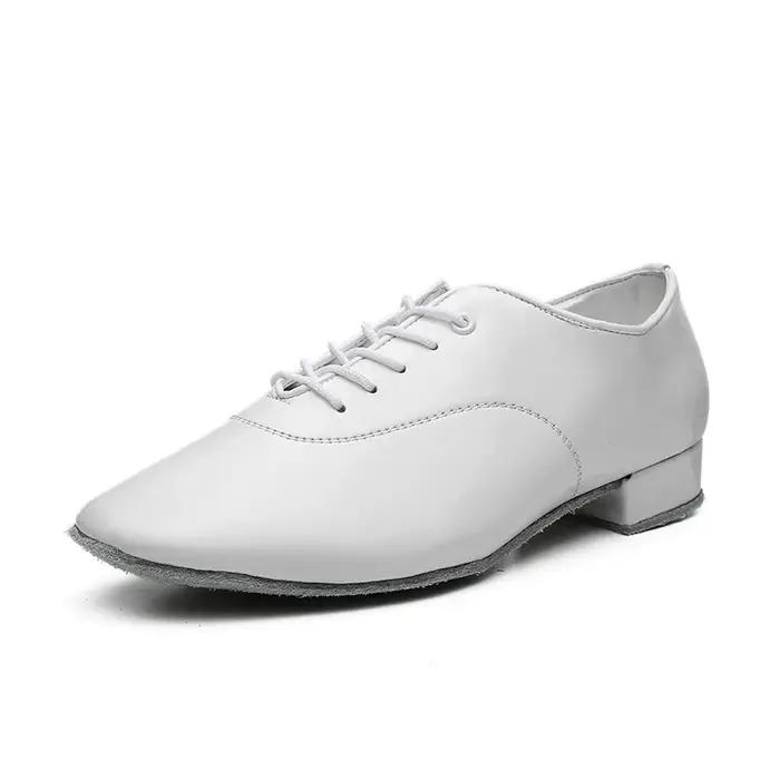 Chaussures de danse latine professionnelles hommes noir blanc talon bas hauteur 2.5 cm chaussures St
