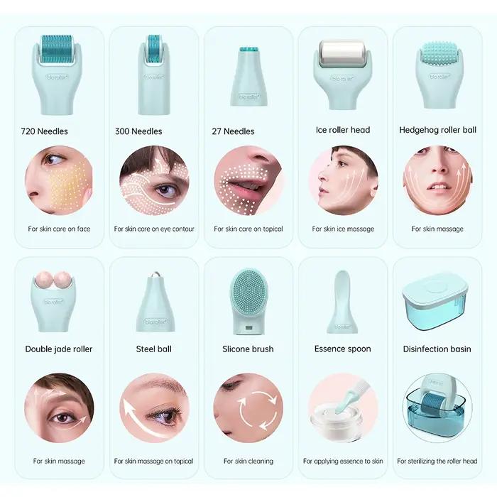 Kit Bio Roller G10 10 en 1 pour la croissance des cheveux, visage, corps, micro-aiguilletage, boule