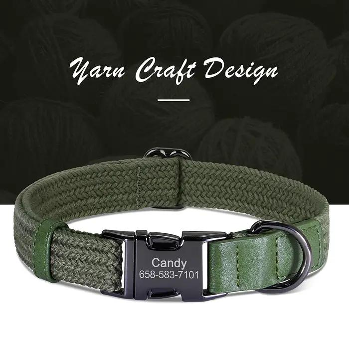 Collier de chien personnalisé en nylon durable pour chien, collier à boucle avec nom de animal de co