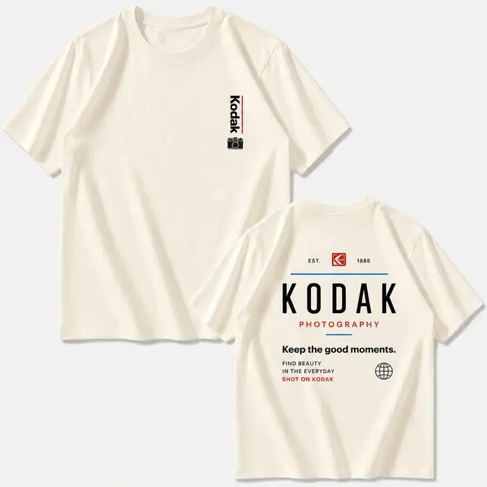 T-shirt d'été en coton style coréen Kodak 2026 pour homme décontracté et respirant t-shirt à manches courtes pour femme occasions spéciales