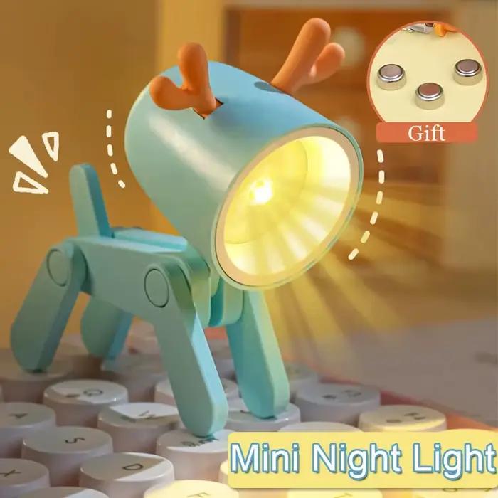 Mini veilleuses Led pliante lampe de bureau dessin animé mignon chien de compagnie cerf forme veille
