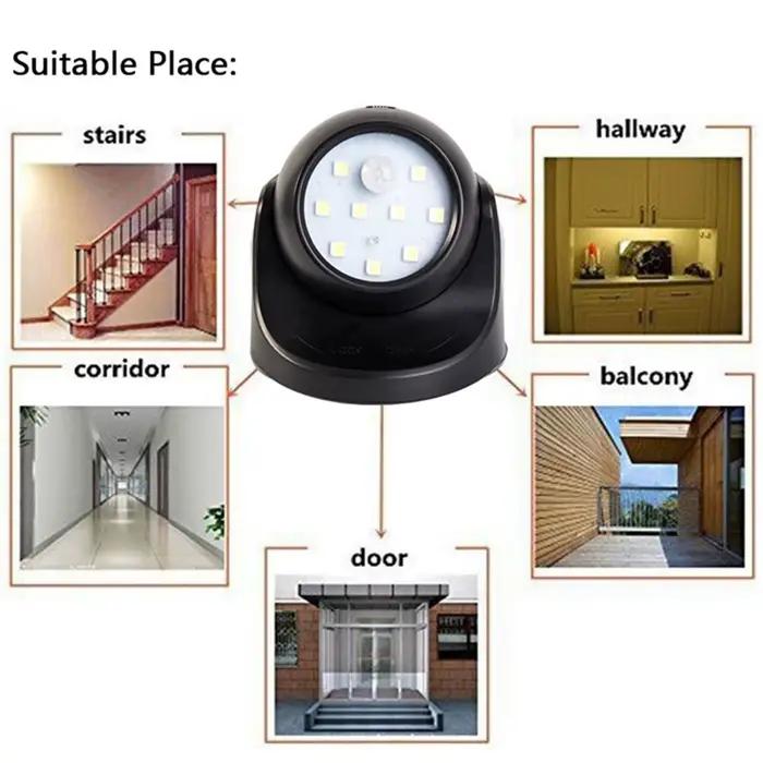 Applique murale LED polyvalente avec capteur de mouvement, économie d'énergie, Rotation à 360 degrés
