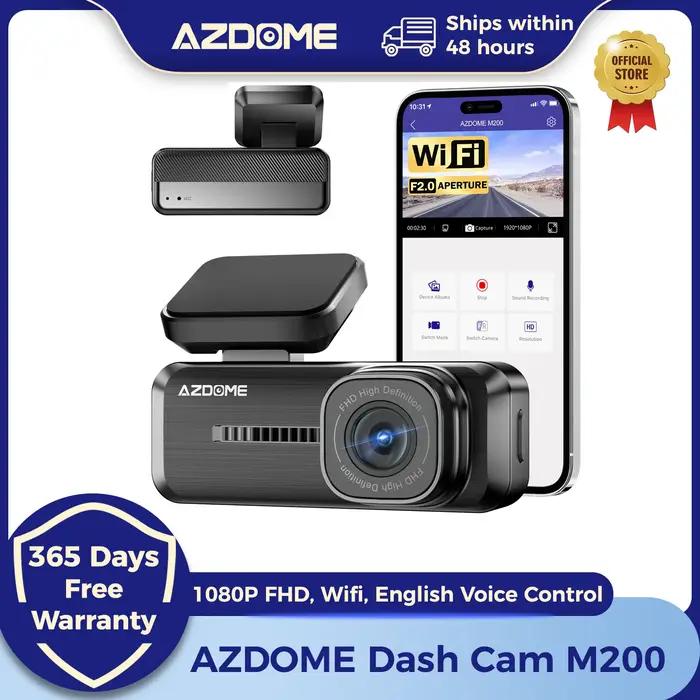 AZDOcloser-Caméra de Tableau de Bord M200 1080P FHD Wifi pour Voiture, Commande Vocale Anglaise, DVR