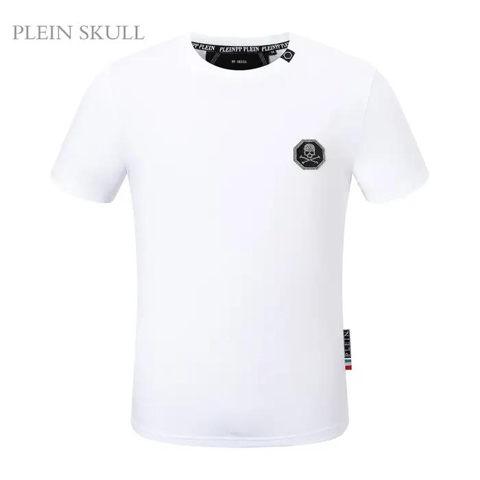 T-shirt Plein Skull décontracté en coton pour homme, imprimé, respirant, adapté aux saisons printemps et été, idéal pour les occasions quotidiennes