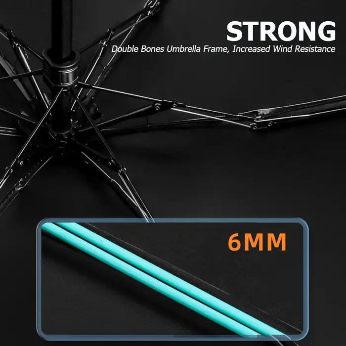 Mini parapluie solide Double os, Protection UV, Six plis, pluie et brillance, coupe-vent, portable,