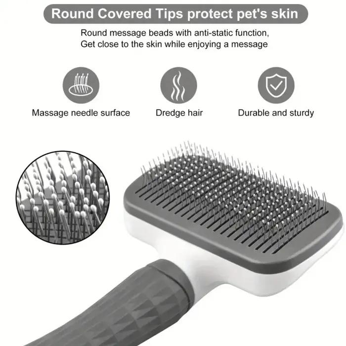 Brosse de toilettage pour animaux de compagnie avec système d'élimination des poils en un clic