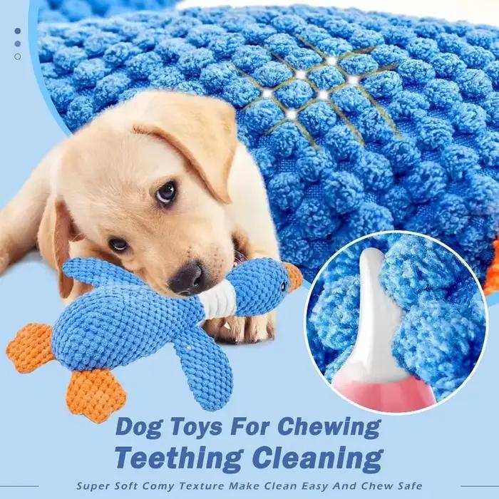 Jouet d'oie bleue en peluche courte pour chiens et chats, double couleur, résistant et sonore, jouets en peluche pour animaux de compagnie