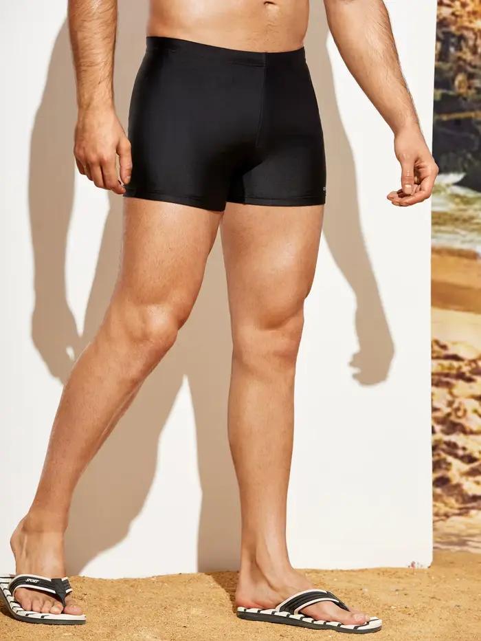 Pantalon de bain moulant à coins plats pour hommes, couleur unie, entraînement
