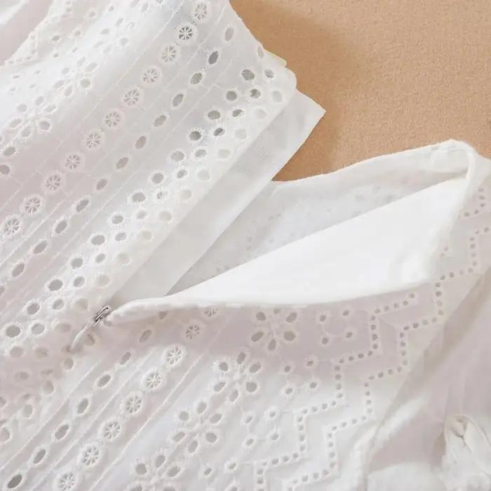 Robe d'été en coton à col rond, à fleurs blanches, vêtements de mariage pour enfants, robe de prince