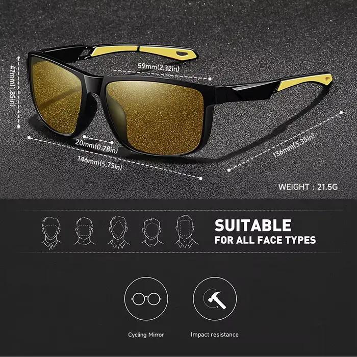 Lunettes de vision nocturne vintage sportives unisexes, réduisent la fatigue visuelle, verres anti-reflets, lunettes de sécurité pour l'extérieur