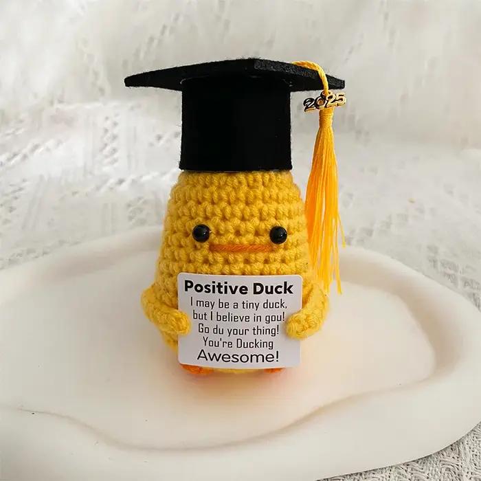 Cadeaux de remise de diplôme pour 2020 – Canard positif inspirant avec casquette et carte de vœux cornichon drôle pour ses filles lui garçons école