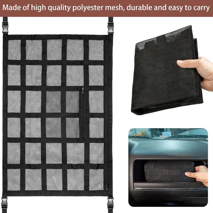 Sac en filet solide pour voiture, capacité de stockage de toit de voiture en maille porteuse, organi