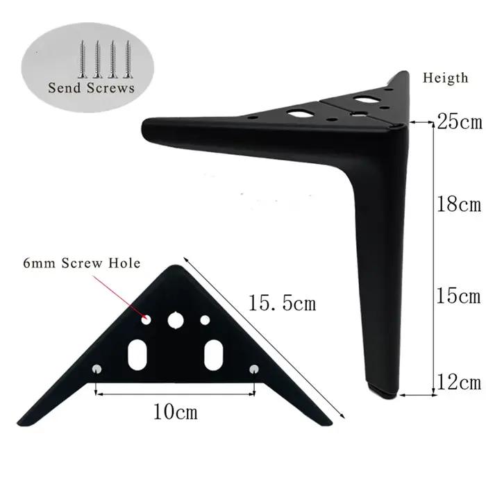 4 pièces pieds de meubles en métal en acier au carbone meuble TV lit pieds de table basse noir or ar