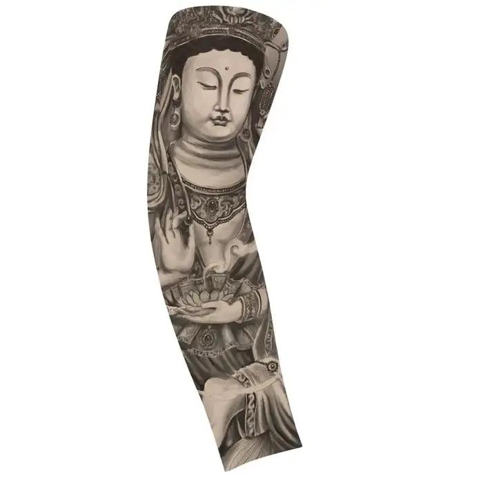 Manchon de tatouage de bras de fleur en polyester élastique et respirant pour hommes protection UV occasionnels sports et loisirs