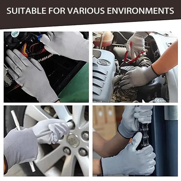Gants de travail enduits de PU Palm | Résistant à l'huile pour la construction et les machines | Jardinage anti-crevaison