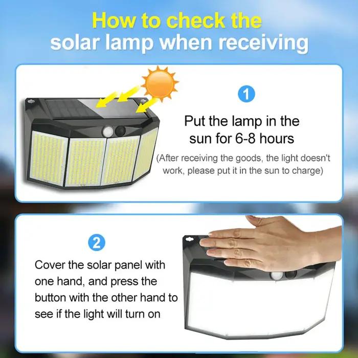 Applique Murale Solaire 62 Étanche avec 3 Modes de Fonctionnement, Détecteur de Mouvement, Projecteu