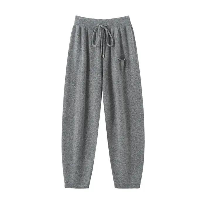 2025 automne hiver femmes 100% cachemire pantalons longs doux confortable taille haute tricoté panta