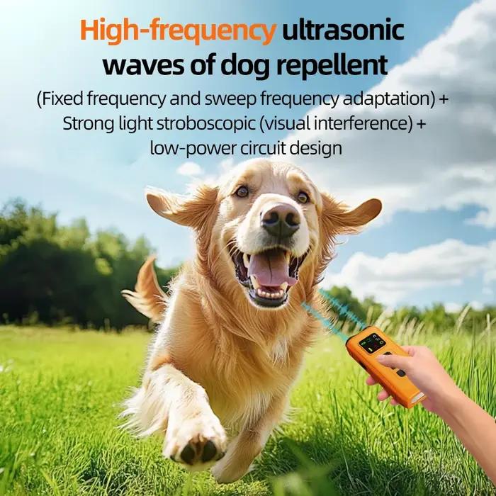 Dispositif Répulsif Anti-Aboiement pour Chiens à Double Tête avec Flash LED, Contrôle des Aboiements en Extérieur, Appareil Anti-Aboiement Rechargeable pour Chiens