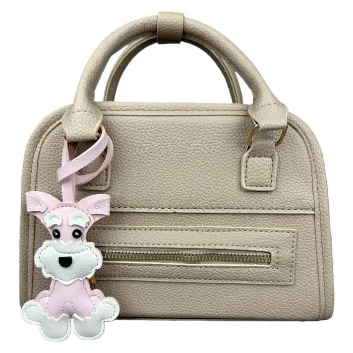 Breloque de sac en cuir PU pour chien Schnauzer, 6 couleurs disponibles, joli porte-clés et accessoire de sac pour chiot en forme d'animal de compagnie