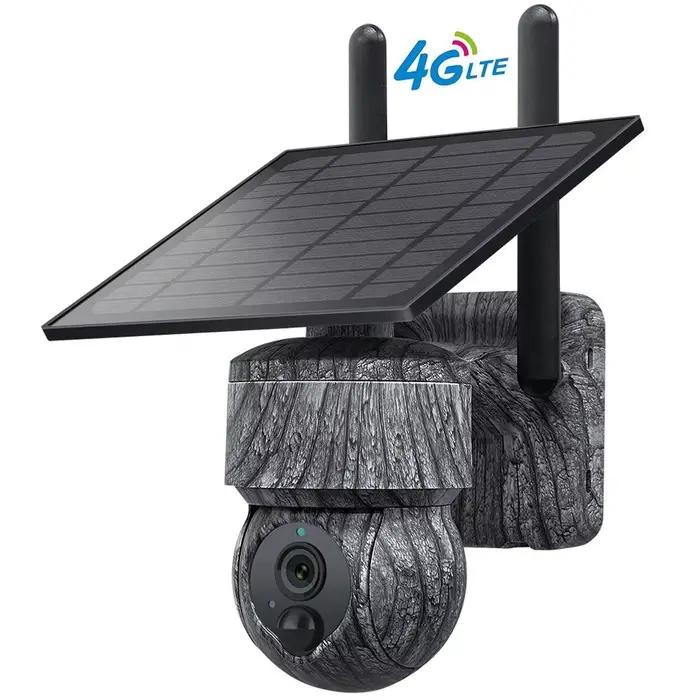 Caméra de suivi des sentiers sans fil à énergie solaire WIFI 4G, pièges avec alarme de vue en direct, détection humaine, caméra PTZ pour la chasse de sécurité à domicile