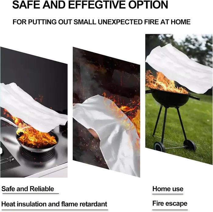Couverture anti-feu en fibre de verre pour camping et sécurité domestique, couverture d'urgence ignifuge, protection thermique pour randonnée et cuisine