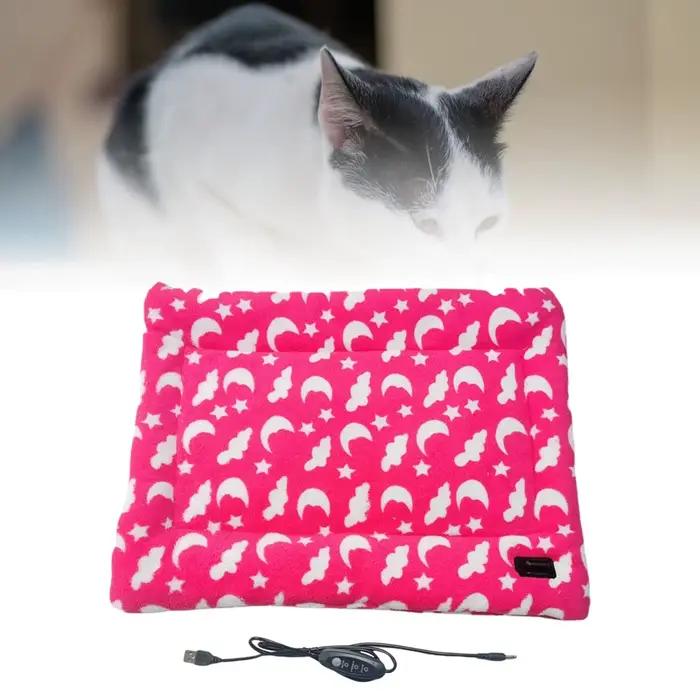 Coussin Chauffant Imperméable Doux en Peluche pour Chiens et Chats Utilisable Intérieurement et Extérieurement Blanc ou Bleu Marine