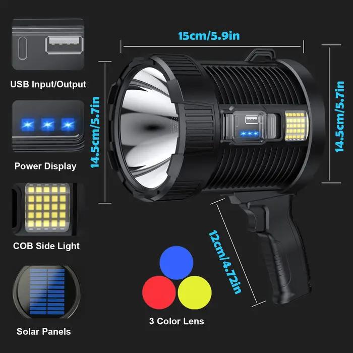 Projecteur rechargeable 900000 Lumens Led spots poche grande lampe