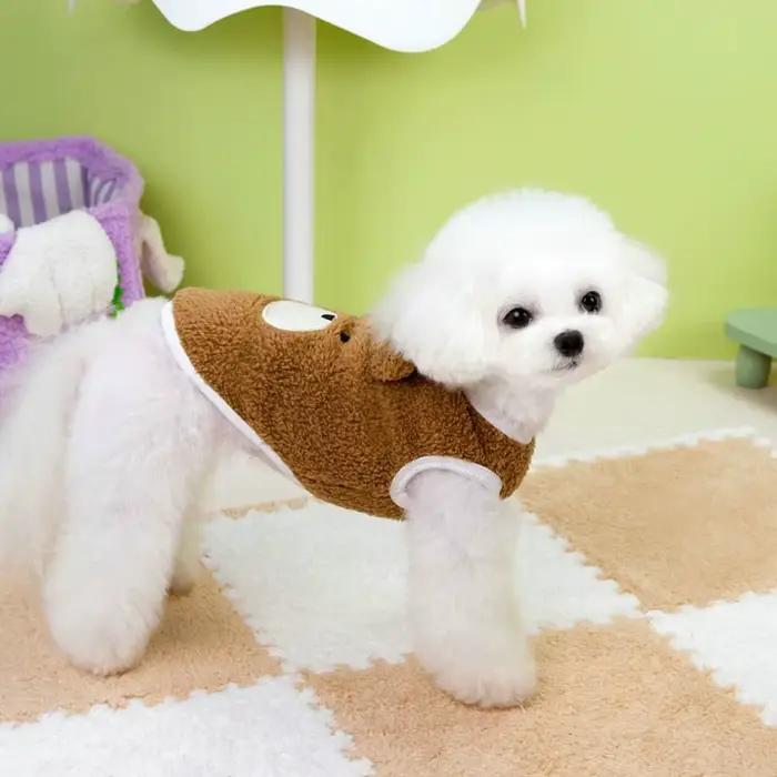 Vêtements d'hiver pour chiens motif ours sans manches chauds et confortables pour chiots et animaux de compagnie utilisation en extérieur pour promenades et froid intense
