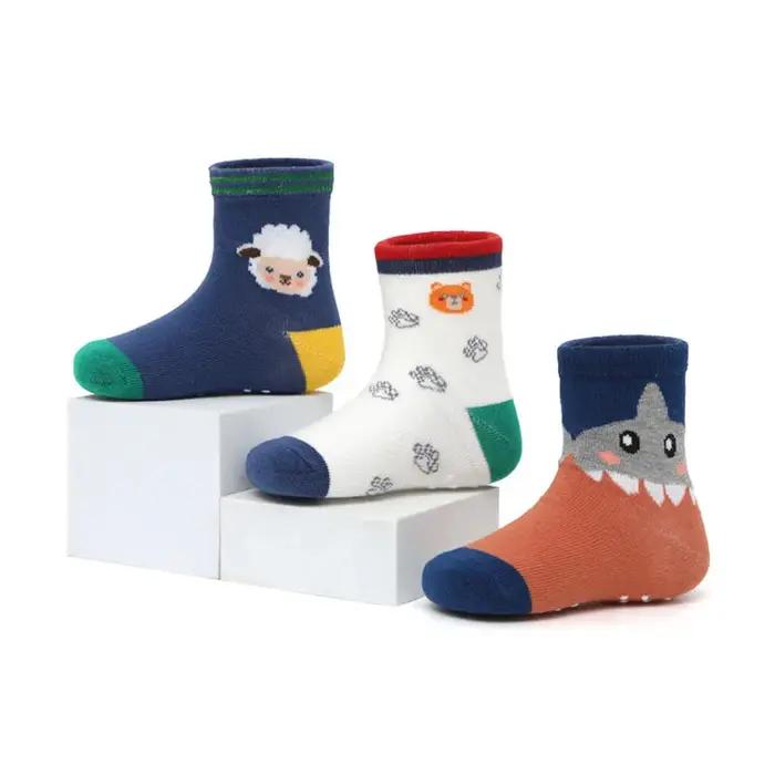 6 paires de chaussettes antidérapantes pour garçons et enfants, motif de dessin animé mignon, respir