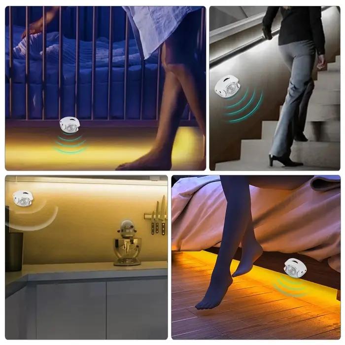Capteur de mouvement sous-meuble lumières placard cuisine lit veilleuse d'urgence bande LED Flexible