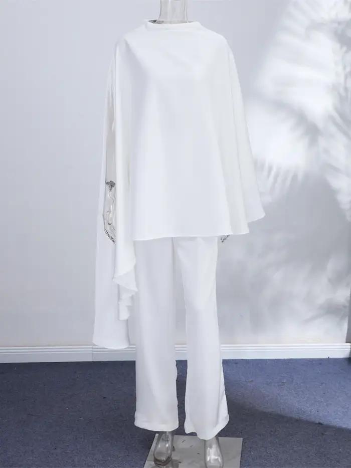 Ensemble chic pour femme : haut à ourlet irrégulier