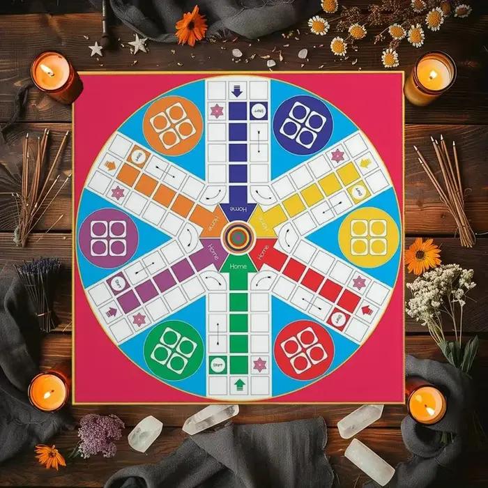 Nappe de jeu de Ludo, motif multicolore, pour les soirées familiales et les soirées jeux, accessoire