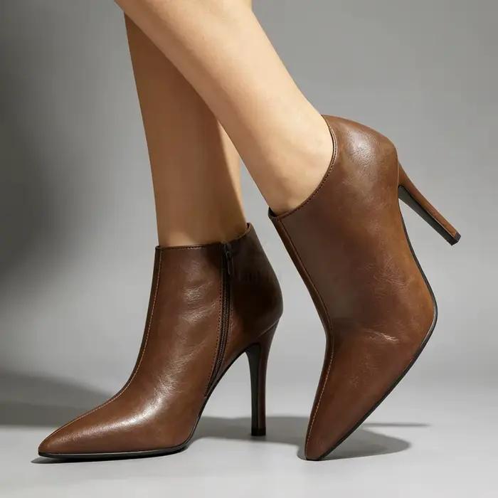 Bottines à talons fins de 10CM pour femmes, chaussures à bout pointu avec fermeture éclair latérale, grande taille, printemps automne, élégance intemporelle, bottes pour femmes, bottines de luxe, occasions spéciales, soirée élégante, cadeau parfait