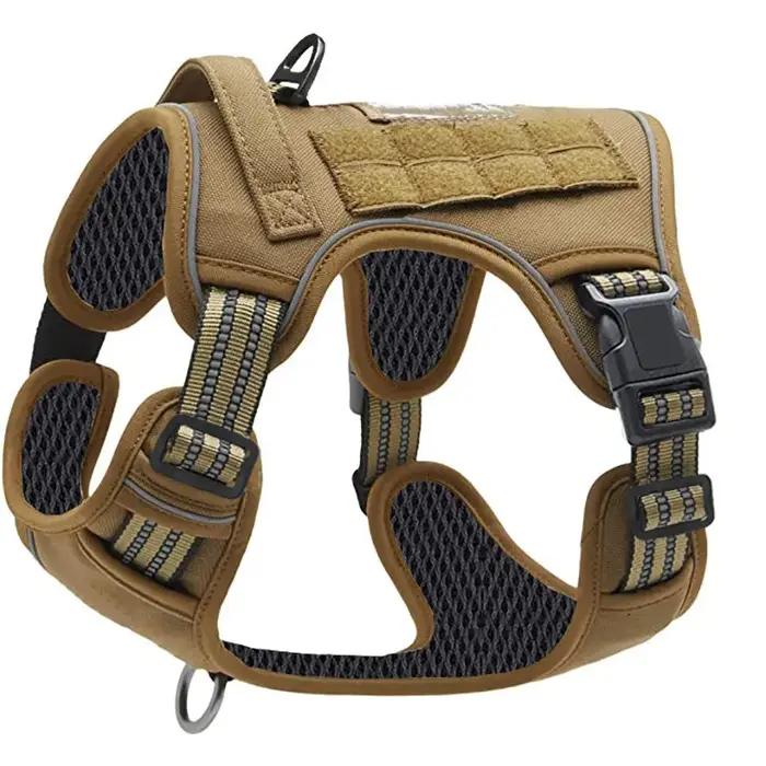 Harnais en cuir pour chiens de taille moyenne et grande pour promenades et entraînements occassions spéciales violet camouflage kaki foncé noir S M L XL