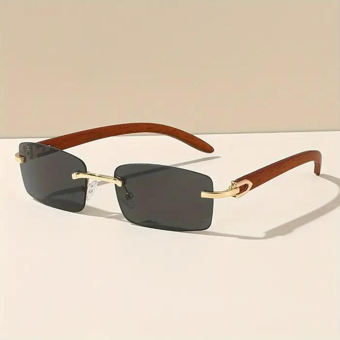 Lunettes sans monture Hiking 6pcs unisex - Protection UV et style bois grainé pour hommes et femmes
