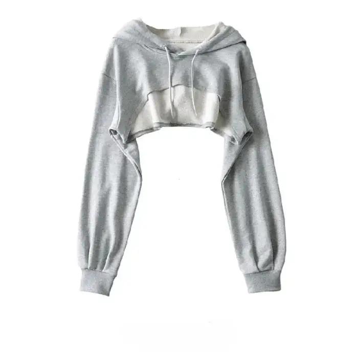 Sweat à capuche pour femme, personnalité, court irrégulier, Style Ultra court, haut à manches longues, livraison directe, vêtements Y2k