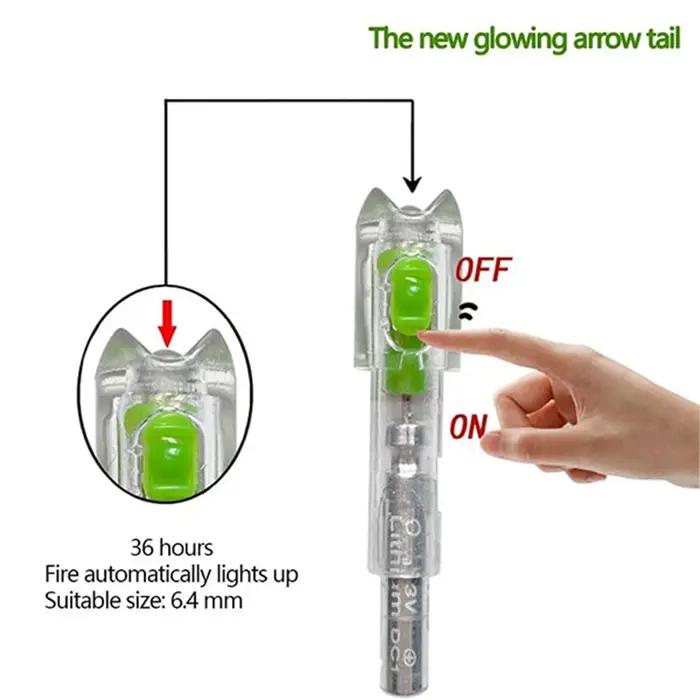 Encoches éclairées LED T64.html pour arbalète de tir à l'arc de chasse flèche ID 6,4mm avec boulons couleurs gris clair jaune clair kaki foncé vert clair
