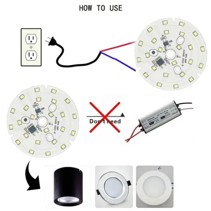 Puce de projecteur LED 3W 5W 7W 9W 12W 15W 18W puce LED pour Downlight puce de lumière ronde SMD2835