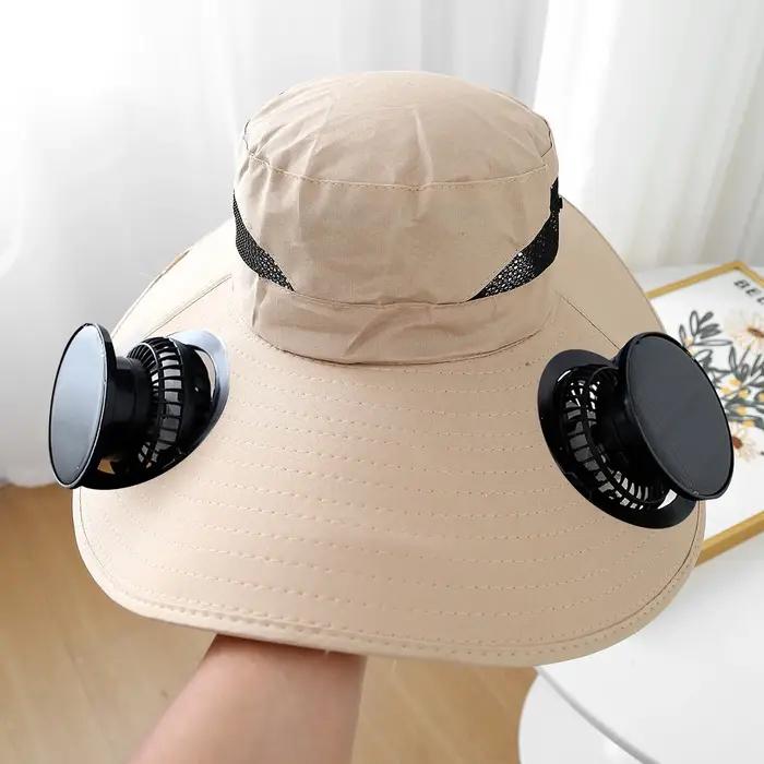 Chapeau de soleil d'été d'extérieur avec 2 ventilateurs