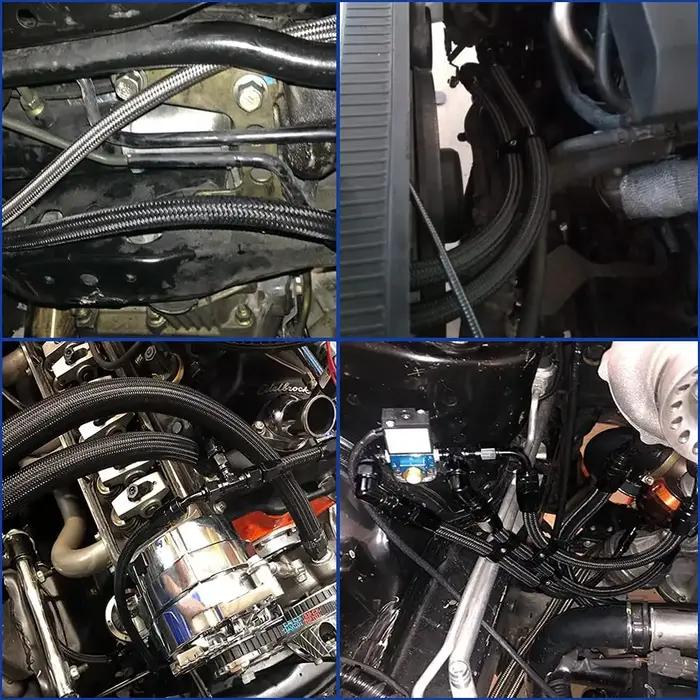 1M AN12 12AN noir tressé huile raccords de carburant extrémité de tuyau 0 + 90 degrés Kit d'adaptate